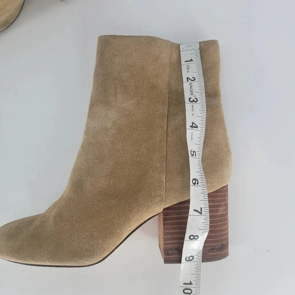 J.Crew Sadie Tan Suede round toe stacked Heeled Ankle Booties boots 8.5 - Picture 12 of 14